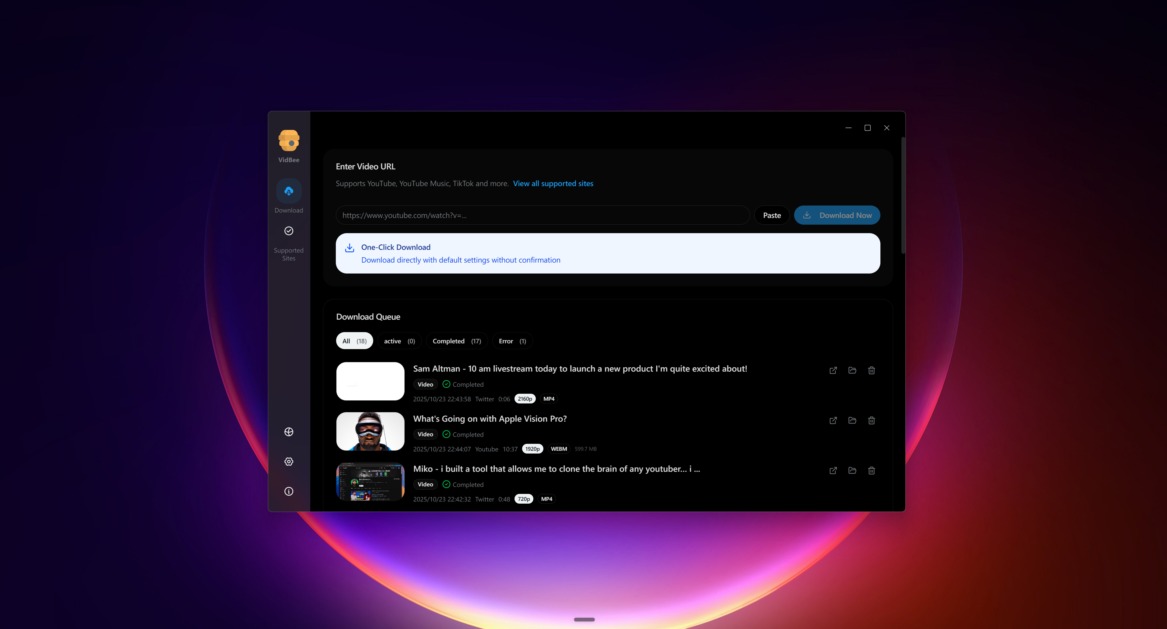 VidBee Main Interface